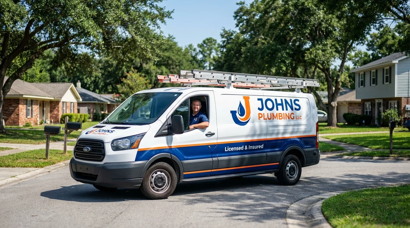 Johns Plumbing LLC service van in North Baltimore, OH