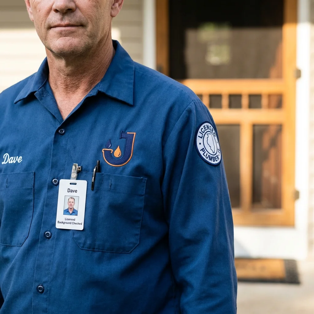 Licensed plumber showing ID badge in North Baltimore, OH