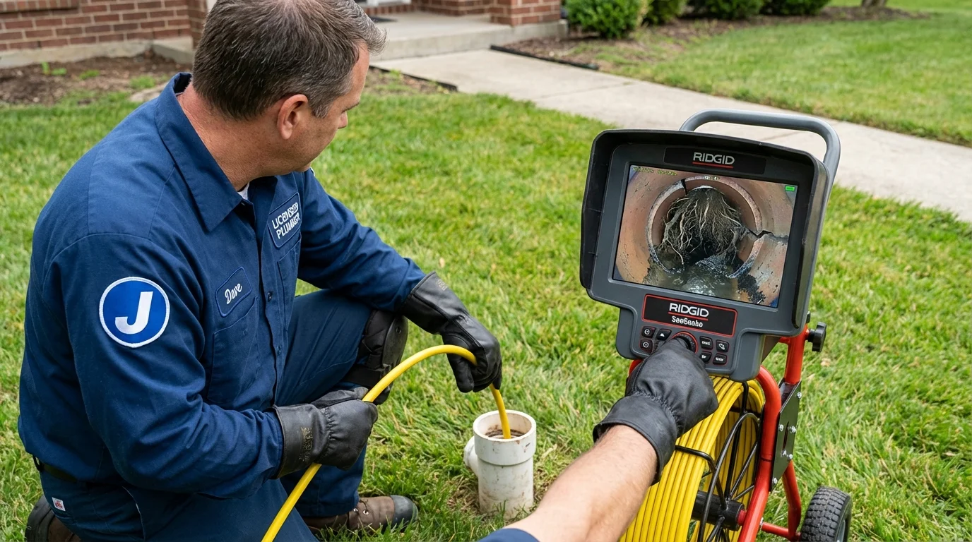 Sewer camera inspection being performed by Johns Plumbing LLC in North Baltimore